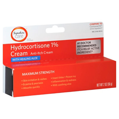 Signature Care Cream Anti Itch Hydrocortisone 1% With Healing Aloe Maximum Strength - 2 Oz