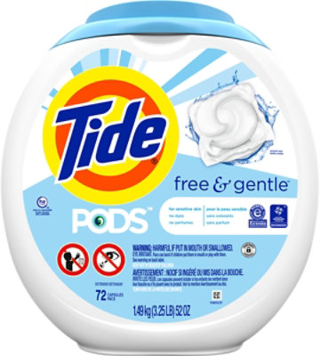 Tide PODS Free & Gentle Liquid Laundry Detergent Pacs - 72 Count - Image 2