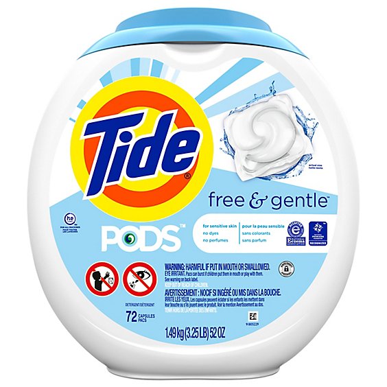 Tide PODS Free & Gentle Liquid Laundry Detergent Pacs - 72 Count