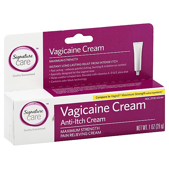 Signature Care Vagicaine Cream Anti Itch Pain Relieving Maximum Strength - 1 Oz