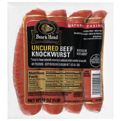 Boars Head Knockwurst Beef - 16 Oz