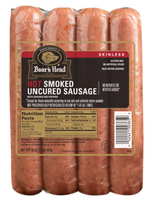 Boars Head Smoked Sausage Hot - 16 Oz