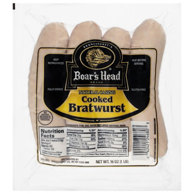 Boars Head Bratwurst Cooked - 16 Oz - Image 1