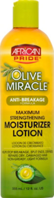 African Pride Olive Miracle Moisture Lotion Maximum Strengthening - 12 Fl. Oz. - Image 1