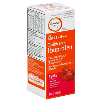 Signature Care Ibuprofen Childrens 100mg PER 5ml Berry Oral Suspension - 4 Fl. Oz. - Image 1