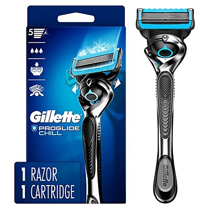 Gillette ProGlide Chill Mens Razor Handle + 1 Blade Refill - Each - Image 1