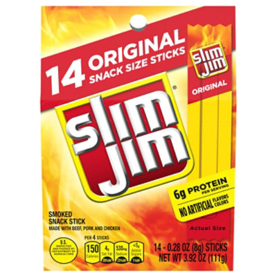 Slim Jim Original Flavor Snack Size Smoked Meat Sticks - 14-0.28 Oz - Image 4