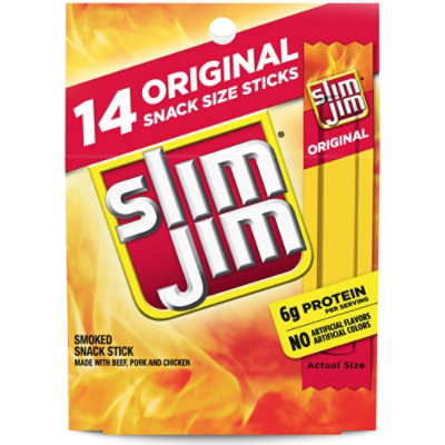 Slim Jim Original Flavor Snack Size Smoked Meat Sticks - 14-0.28 Oz - Image 1