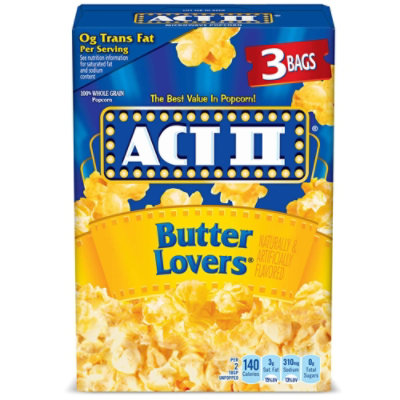 Act II Butter Lovers Microwave Popcorn - 3-2.75 Oz - Image 1