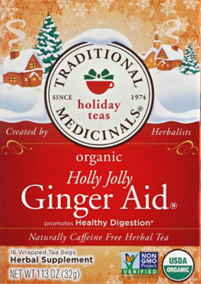 Traditional Medicinals Herbal Tea Organic Holiday Teas Holly Jolly Ginger Aid - 16 Count - Image 2