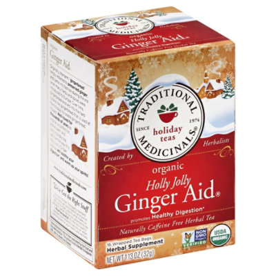 Traditional Medicinals Herbal Tea Organic Holiday Teas Holly Jolly Ginger Aid - 16 Count - Image 1