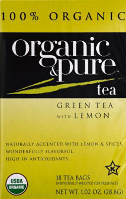 Organic & Pure Green Tea Organic with Lemon - 18 Count - Image 2