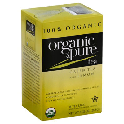 Organic & Pure Green Tea Organic with Lemon - 18 Count - Image 1