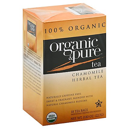 Organic & Pure Herbal Tea Organic Caffeine Free Chamomile - 18 Count - Image 1