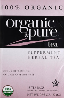Organic & Pure Herbal Tea Organic Caffeine Free Peppermint - 18 Count - Image 2