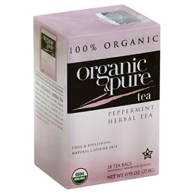 Organic & Pure Herbal Tea Organic Caffeine Free Peppermint - 18 Count - Image 1
