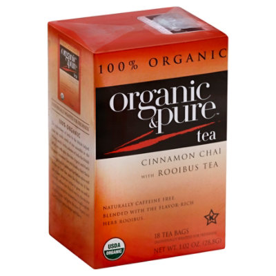 Organic & Pure Tea Organic Caffeine Free Cinnamon Chai with Rooibus - 18 Count - Image 1
