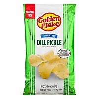 Golden Flake Thin & Crispy Dill Pickle Potato Chips - 7.5 Oz - Image 1