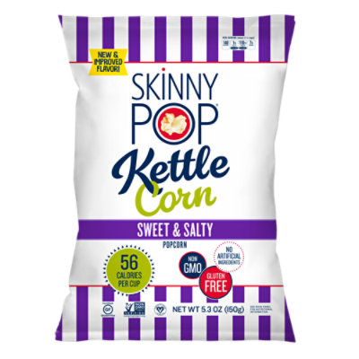 Skinny Pop Original Popped 4.4 Oz Popcorn, Grocery Size Bag,Skinny