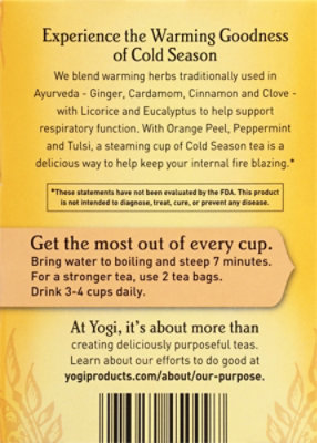 Yogi Herbal Supplement Tea Organic Cold Season - 16 Count - Image 5