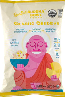 LesserEvil Buddha Bowl Foods Organic Popcorn Classic Cheddah - 5 Oz