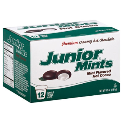 Junior Mints Cocoa Hot Single Serve Premium Creamy Hot Chocolate Mint Flavored 12 Count - 6.5 Oz - Image 1