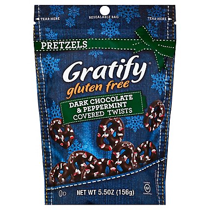 Gratify Pretzels Gluten Free Twists Dark Chocolate & Peppermint Covered - 5.5 Oz - Image 1