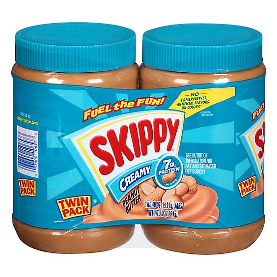 SKIPPY Peanut Butter Spread Creamy Twin Pack - 2-40 Oz