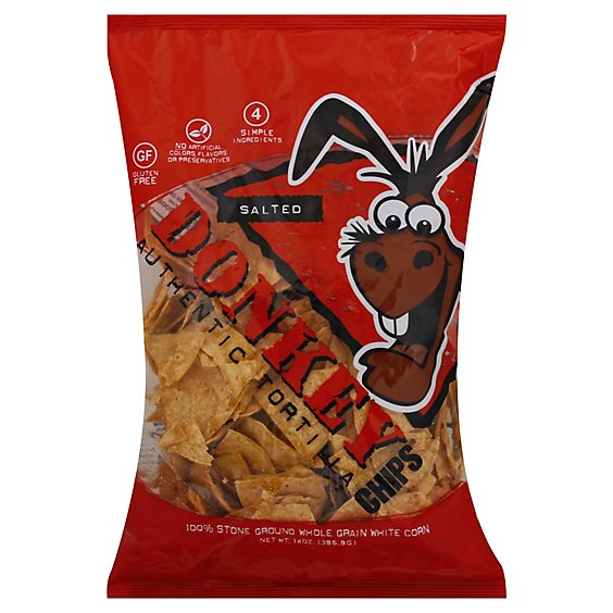 Donkey Chips Tortilla Authentic Salted - 14 Oz
