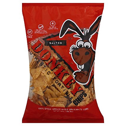 Donkey Chips Tortilla Authentic Salted - 14 Oz - Image 1