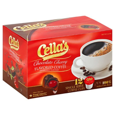 Cellas Coffee Single Serve Cups Chocolate Cherry Flavored - 12