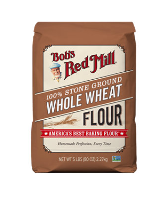 Bob's Red Mill Whole Wheat Stone Ground Flour - 5 Lb - Image 1