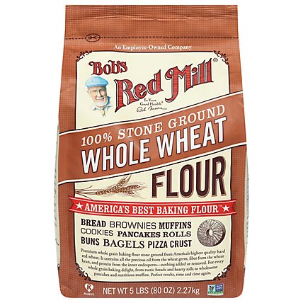 Bobs Red Mill Flour Whole Wheat Stone Ground - 5 Lb - Image 1