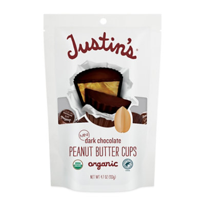 Justins Peanut Butter Cups Organic Dark Chocolate Mini - 4.7 Oz