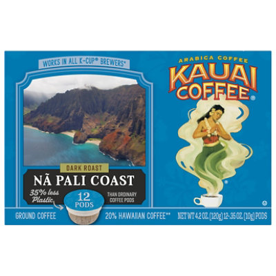 Kauai Coffee Coffee Arabica K-Cups Dark Roast Na Pali Coast - 12-0.35 Oz