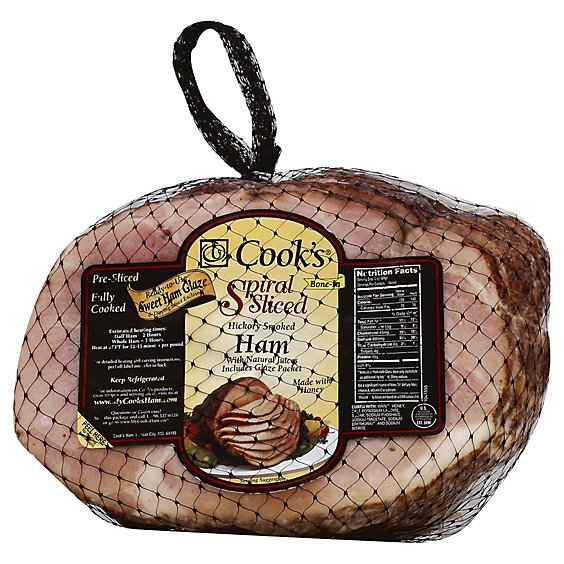Cooks Ham Spiral Sliced Hickory Half - 11 Lb