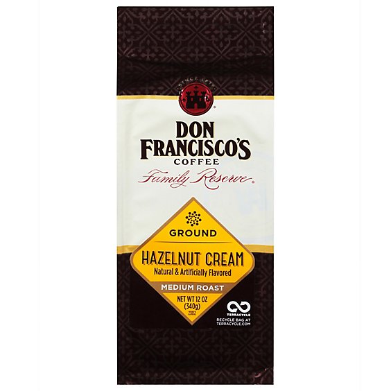 Don Franciscos Coffee Family Reserve Coffee Ground Medium Roast Hazelnut Cream - 12 Oz