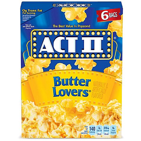 Act II Butter Lovers Microwave Popcorn - 6-2.75 Oz