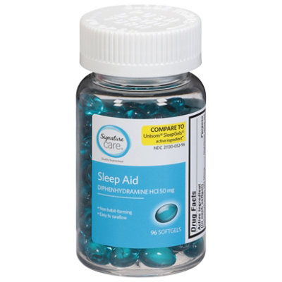 Signature Care Nighttime Sleep Aid Diphenhydramine HCl 50mg Maximum Strength Softgel - 96 Count