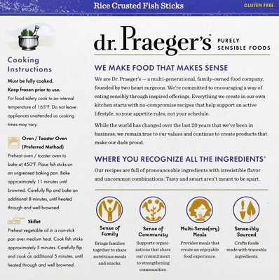 Dr Praegers Sensible Foods Fish Sticks Rice Crusted Gluten Free - 10.9 Oz - Image 6