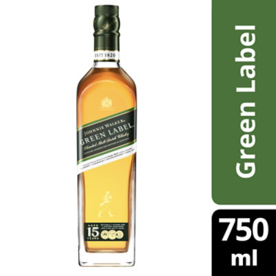 Johnnie Walker Blended Malt Scotch Whisky Green Label Aged 15 Years 86 Proof - 750 Ml