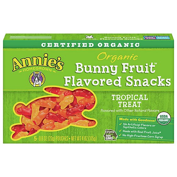 Annies Homegrown Organic Fruit Snacks Bunny Tropical Treat - 5-0.8 Oz