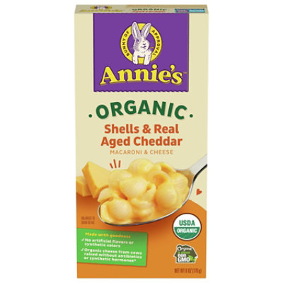 Annies Homegrown Organic Macaroni & Cheese Shells & Real Aged Cheddar Box - 6 Oz