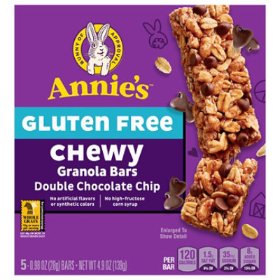 Annies Homegrown Granola Bars Chewy Gluten Free Double Chocolate Chip - 5-0.98 Oz - Image 1