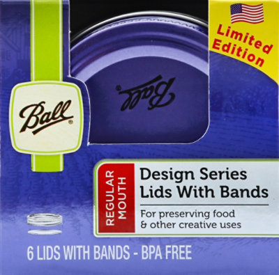 Ball Design Regular Mouth Lids N Bands - 6 Count - Image 2