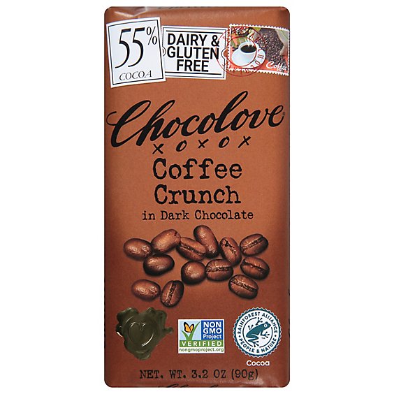 Chocolove Chocolate Bar Dark Chocolate Coffee Crunch - 3.2 Oz
