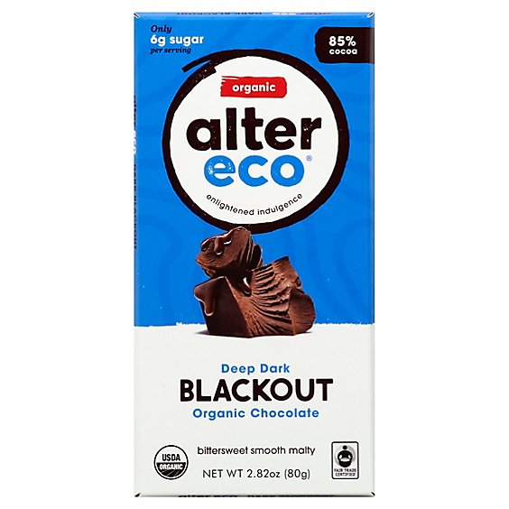 Alter Eco Dark Chocolate Organic Blackout 85% Cocoa - 2.82 Oz