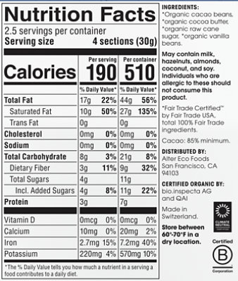 Alter Eco Dark Chocolate Organic Blackout 85% Cocoa - 2.82 Oz - Image 2