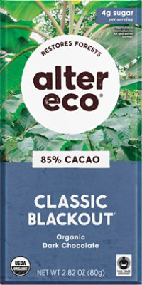 Alter Eco Dark Chocolate Organic Blackout 85% Cocoa - 2.82 Oz