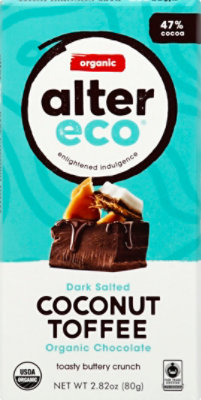 Alter Eco Dark Chocolate Organic Coconut Toffee 47% Cocoa - 2.82 Oz - Image 2